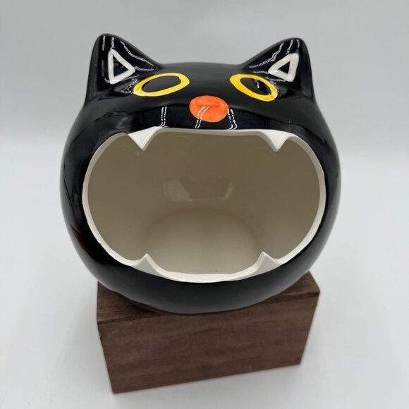 Black cat bowl Halloween birthday cat lover fun trendy adorable cute wide - Picture 1 of 12